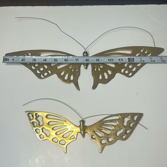 Vintage Solid Brass Butterfly Decoration Wall Hanging Set of 3 MCM - Picture 9 of 12